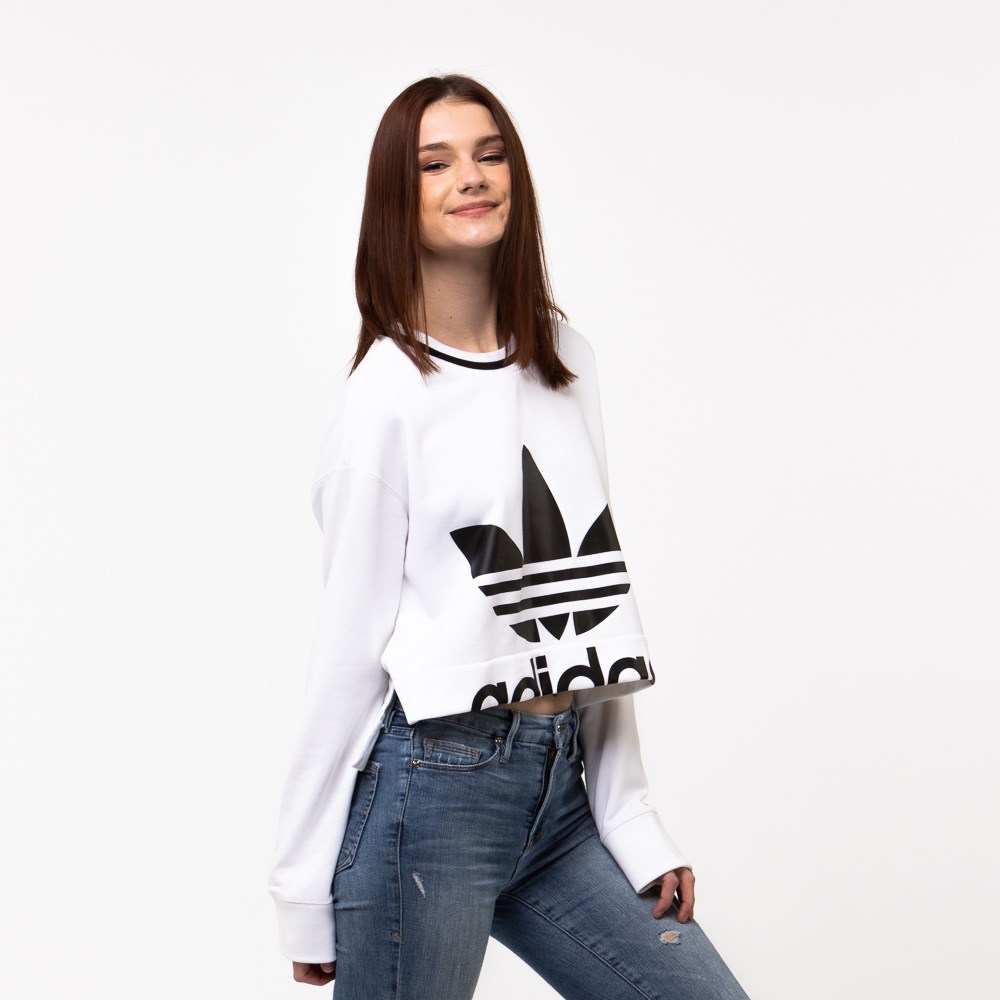 Womens adidas Trefoil Cropped Sweater | Journeys