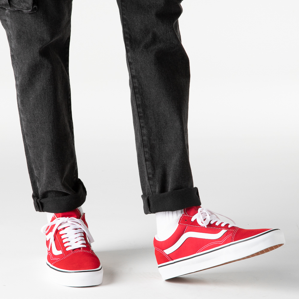 outfits with red old skool vans