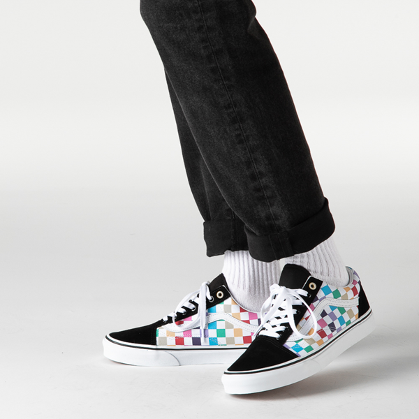 Vans Old Skool Checkerboard Skate Shoe Black / Rainbow Journeys
