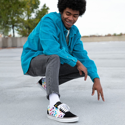 rainbow vans checkerboard