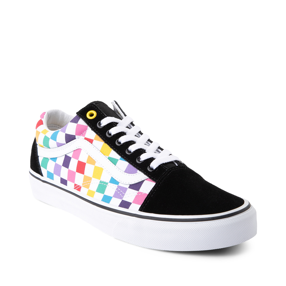 rainbow checkerboard vans grade school