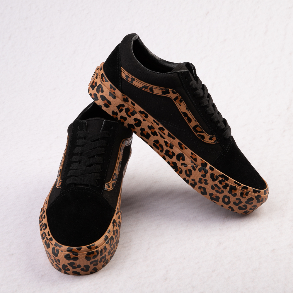 black and cheetah platform vans