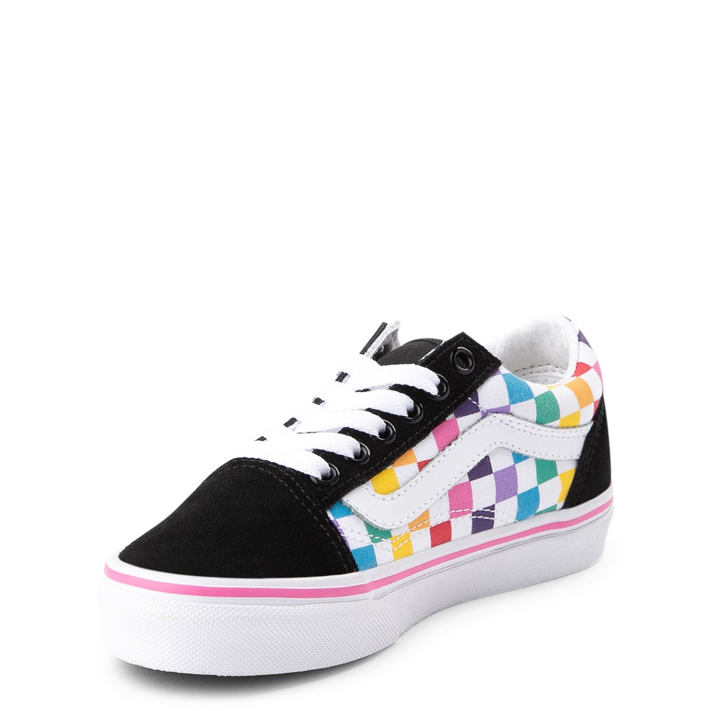 vans checkerboard old skool rainbow girls shoes