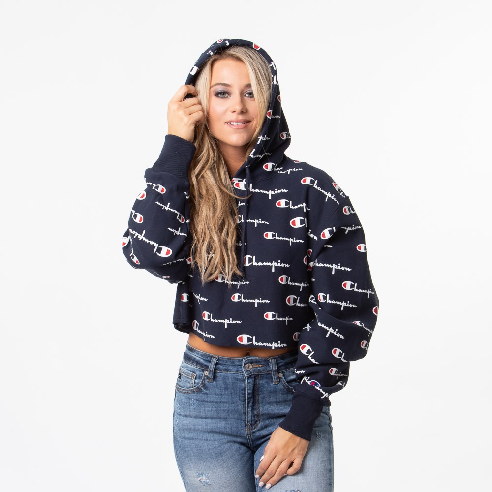 navy champion hoodie womens