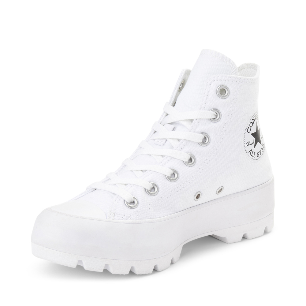 converse chuck taylor all star leather platform low trainers in white