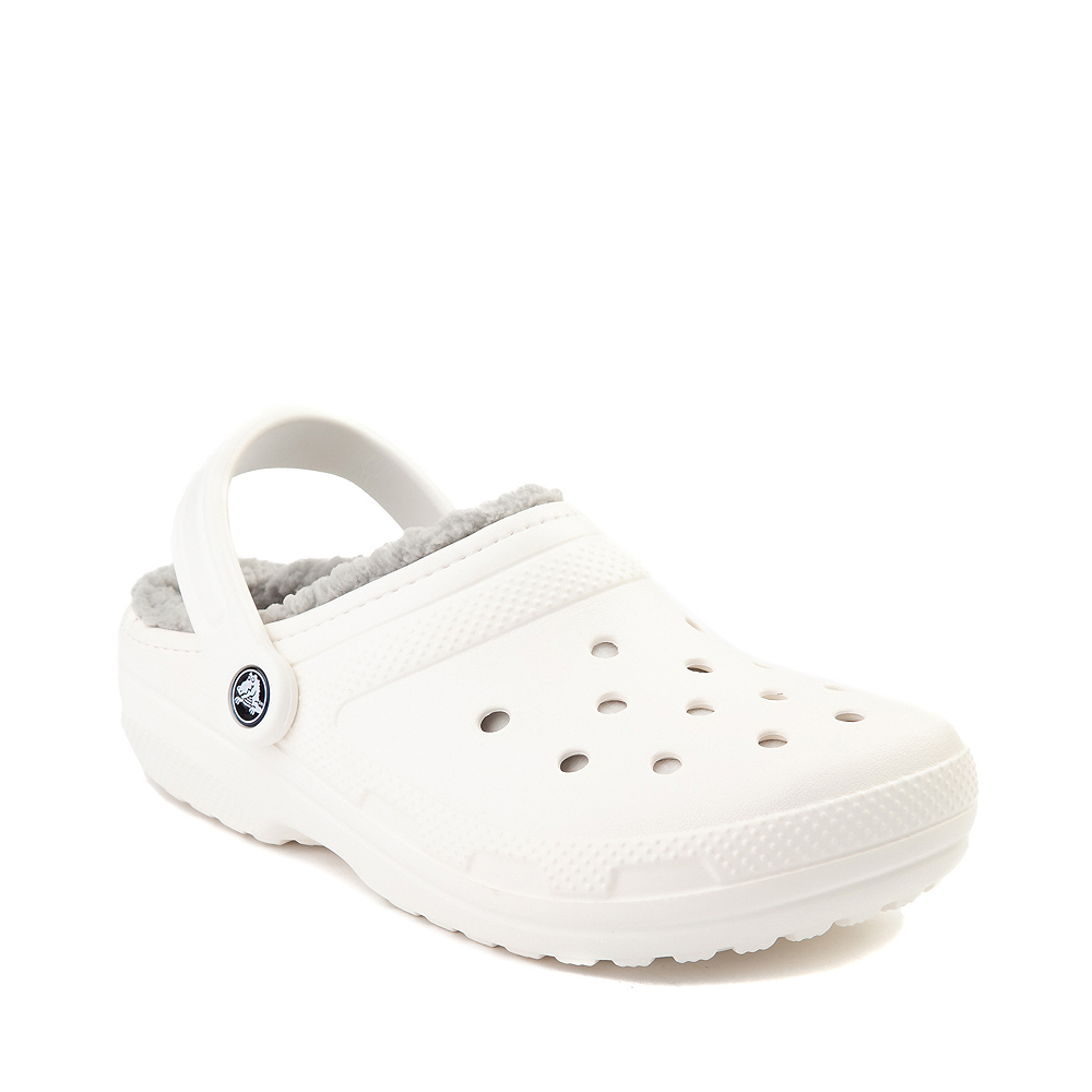 Crocs Classic Fuzz-Lined Clog - White / Gray | Journeys