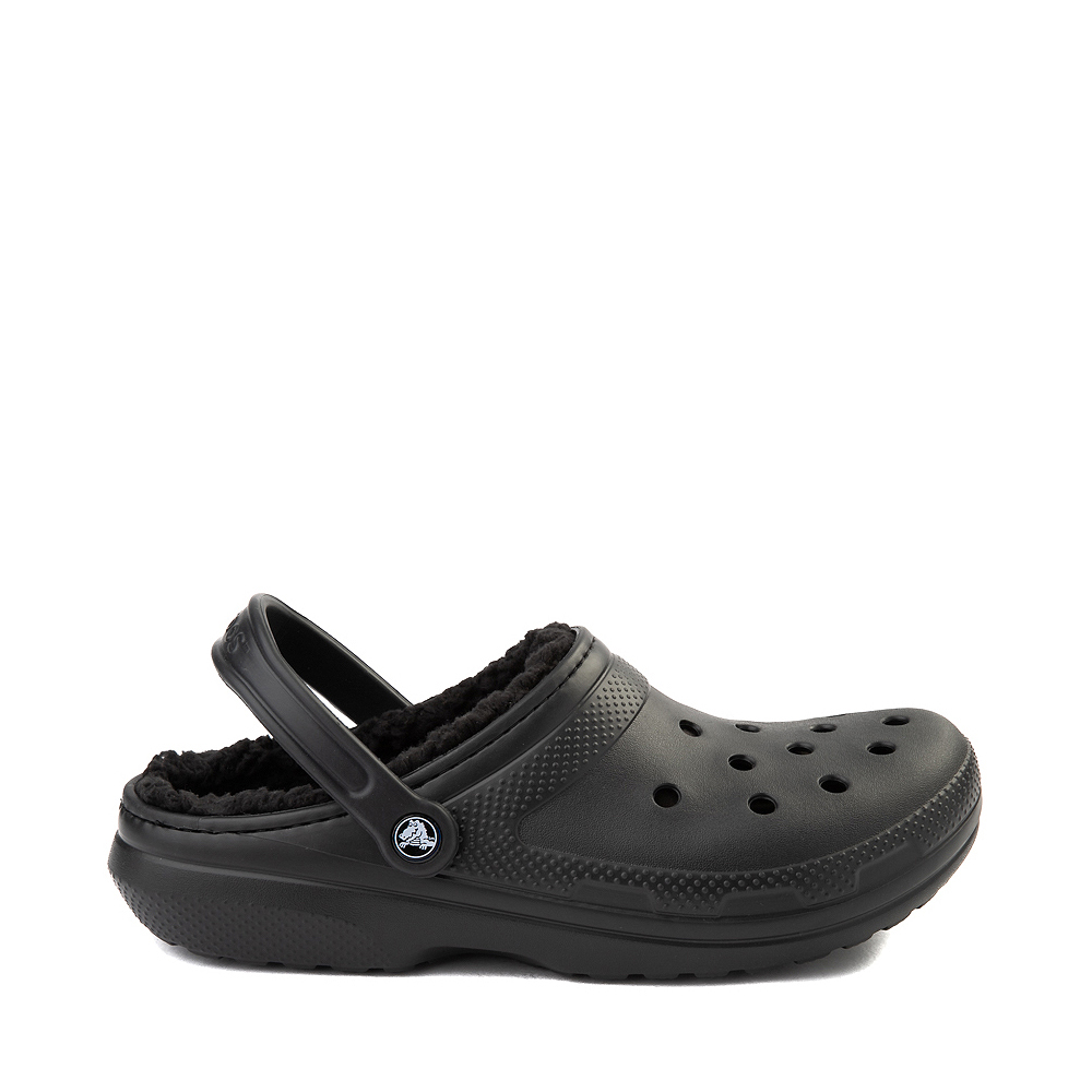 white crocs with grey fur