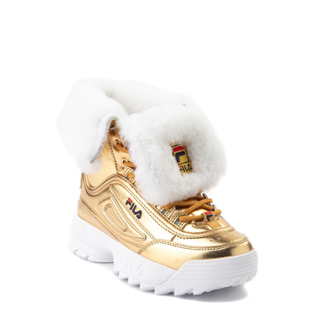 white fila boots with fur