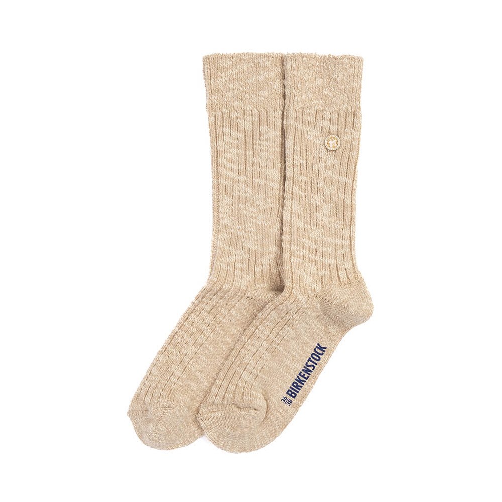 Womens Birkenstock Slub Crew Socks - Beige