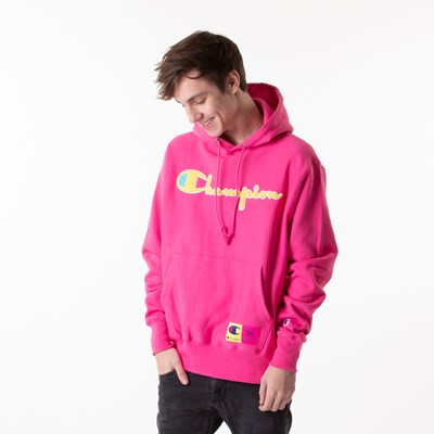 men pink champion hoodie