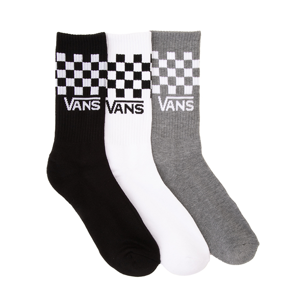 Main view of Mens Vans Checkered Crew Socks 3 Pack - Black / White / Gray