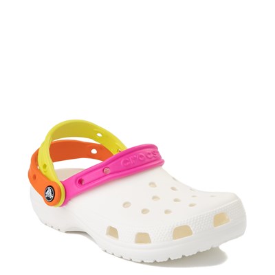 white multi crocs