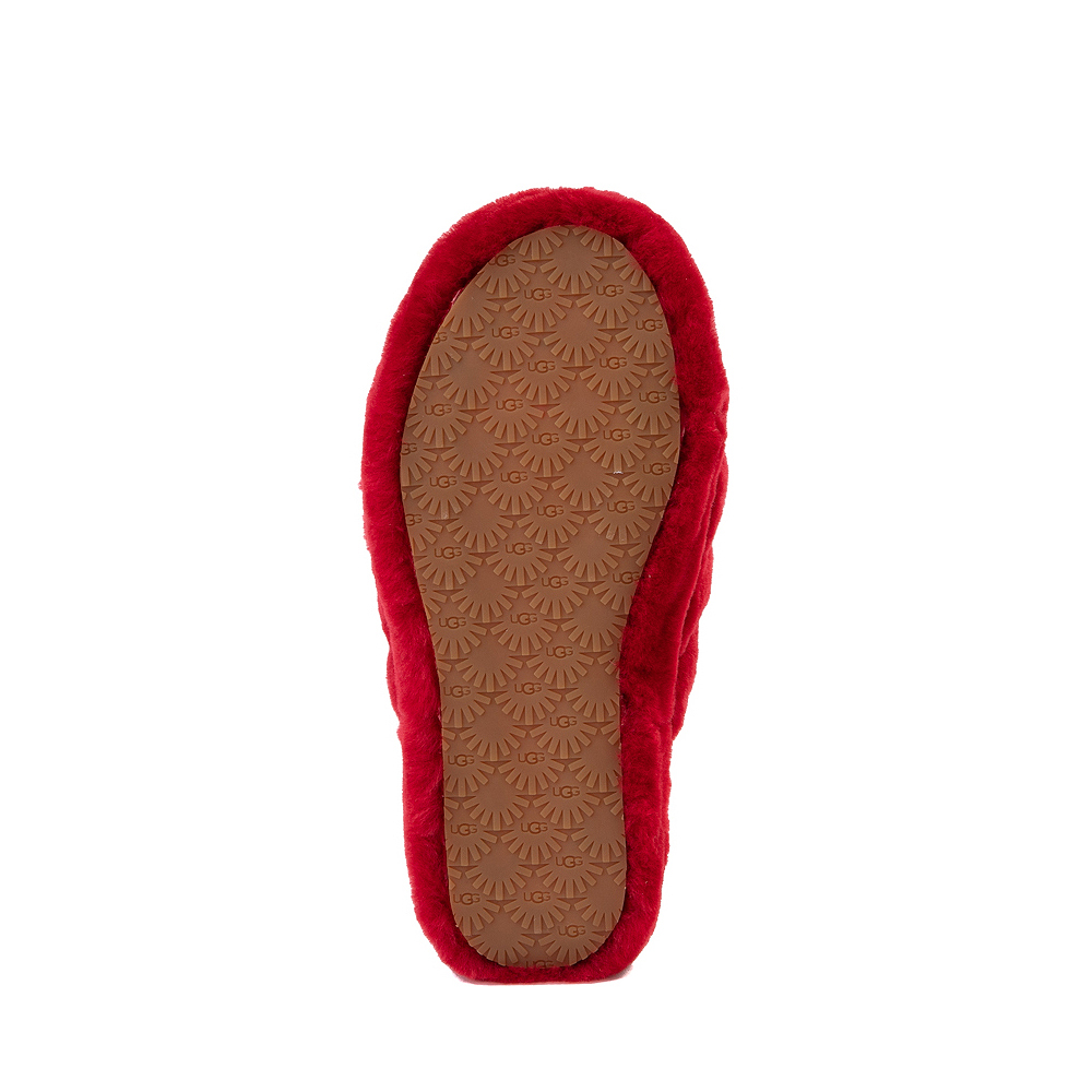 red ugg fluffy sandals
