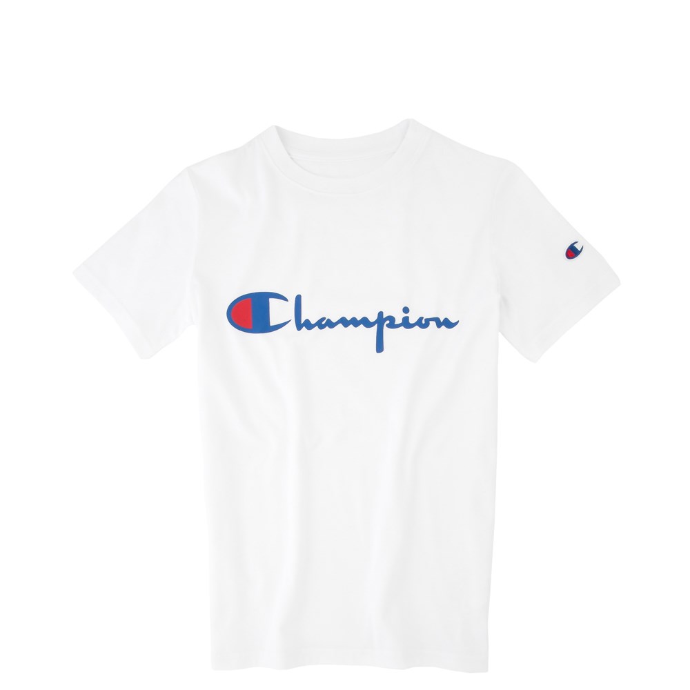 white champion shirt big logo