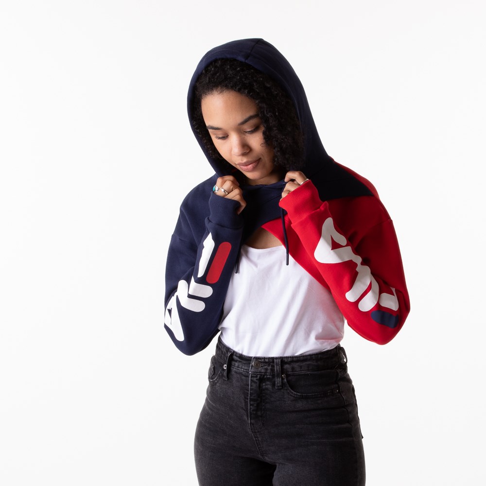 fila luciana navy & red crop hoodie