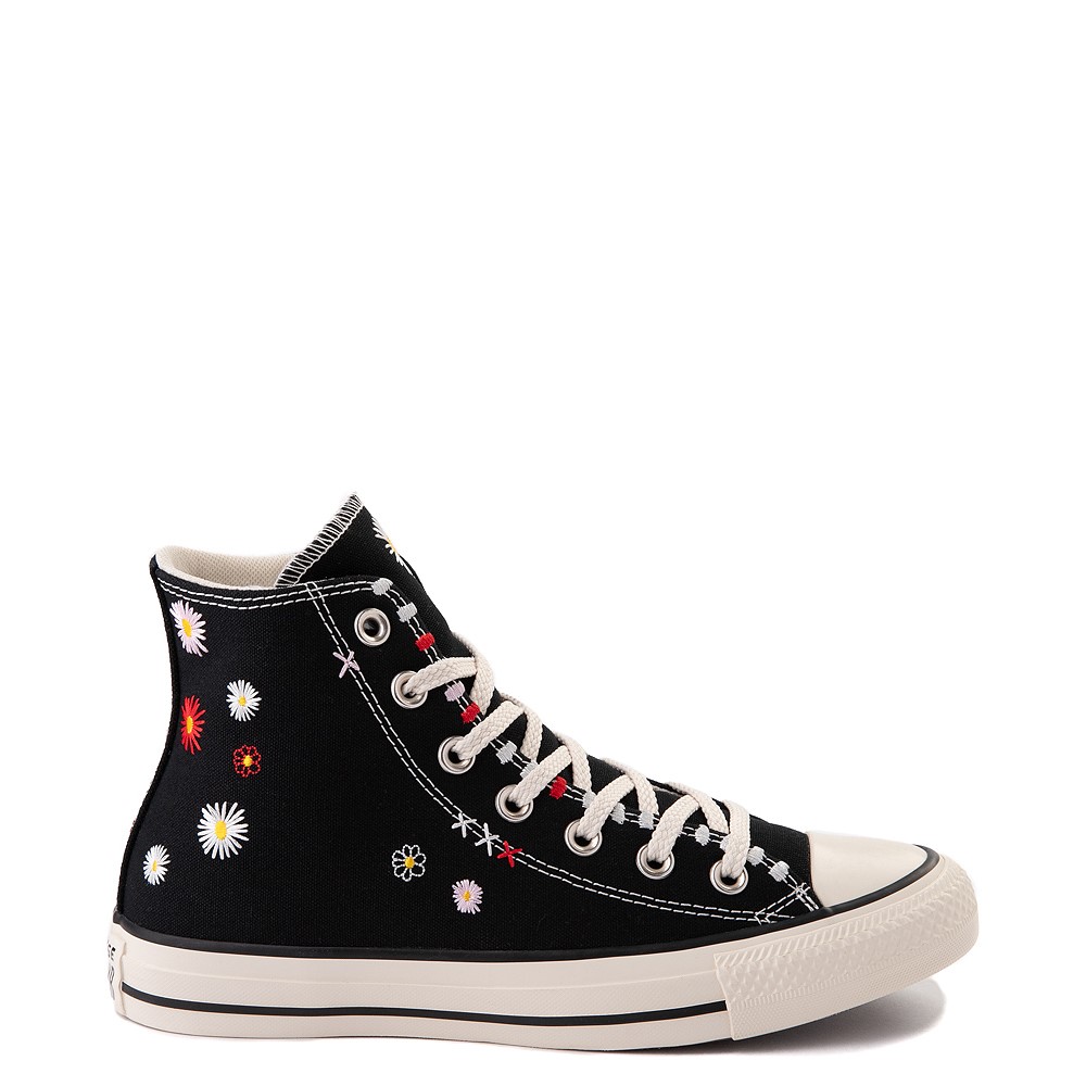 converse chuck taylor all star hi black embroidered floral sneakers
