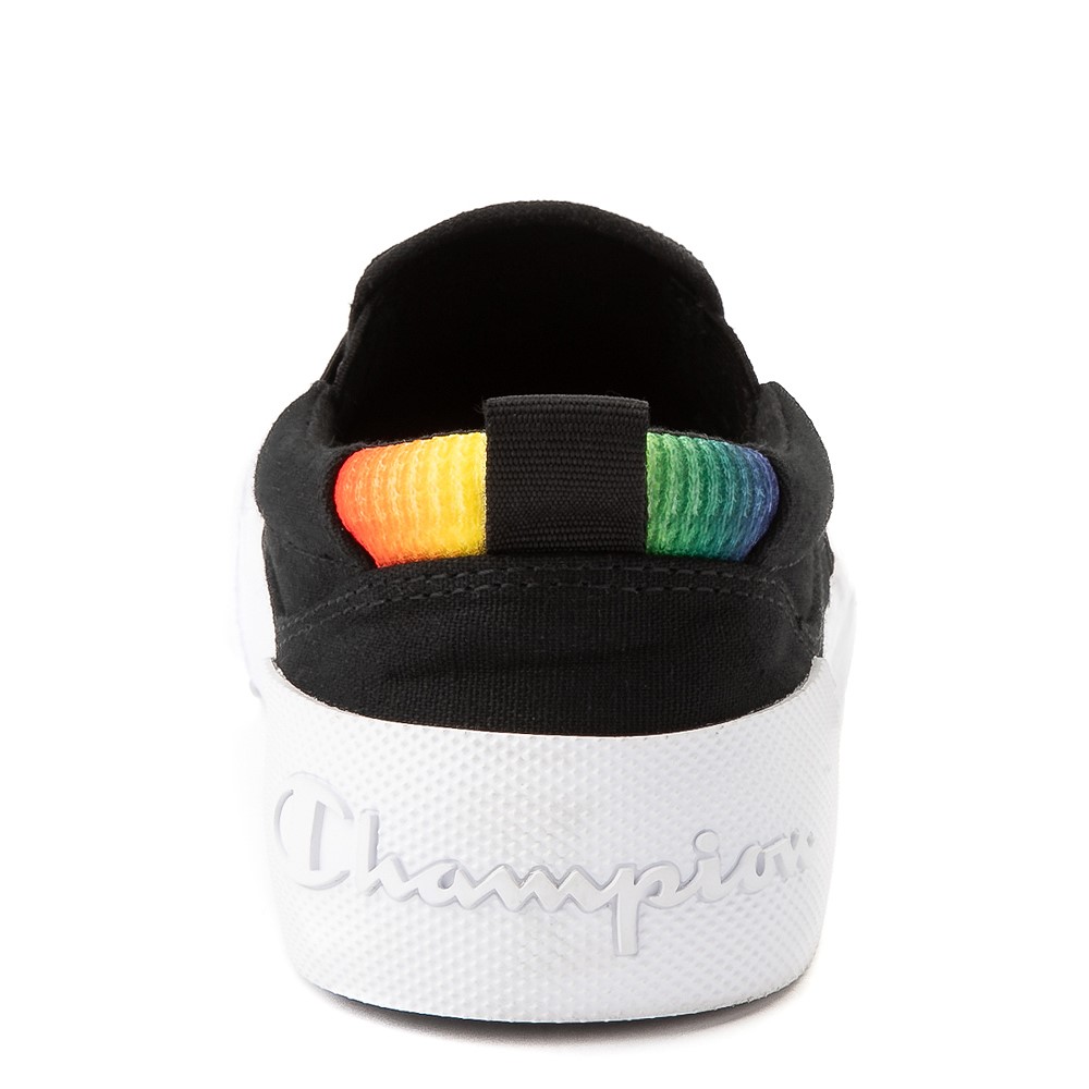 black and rainbow champion shoes