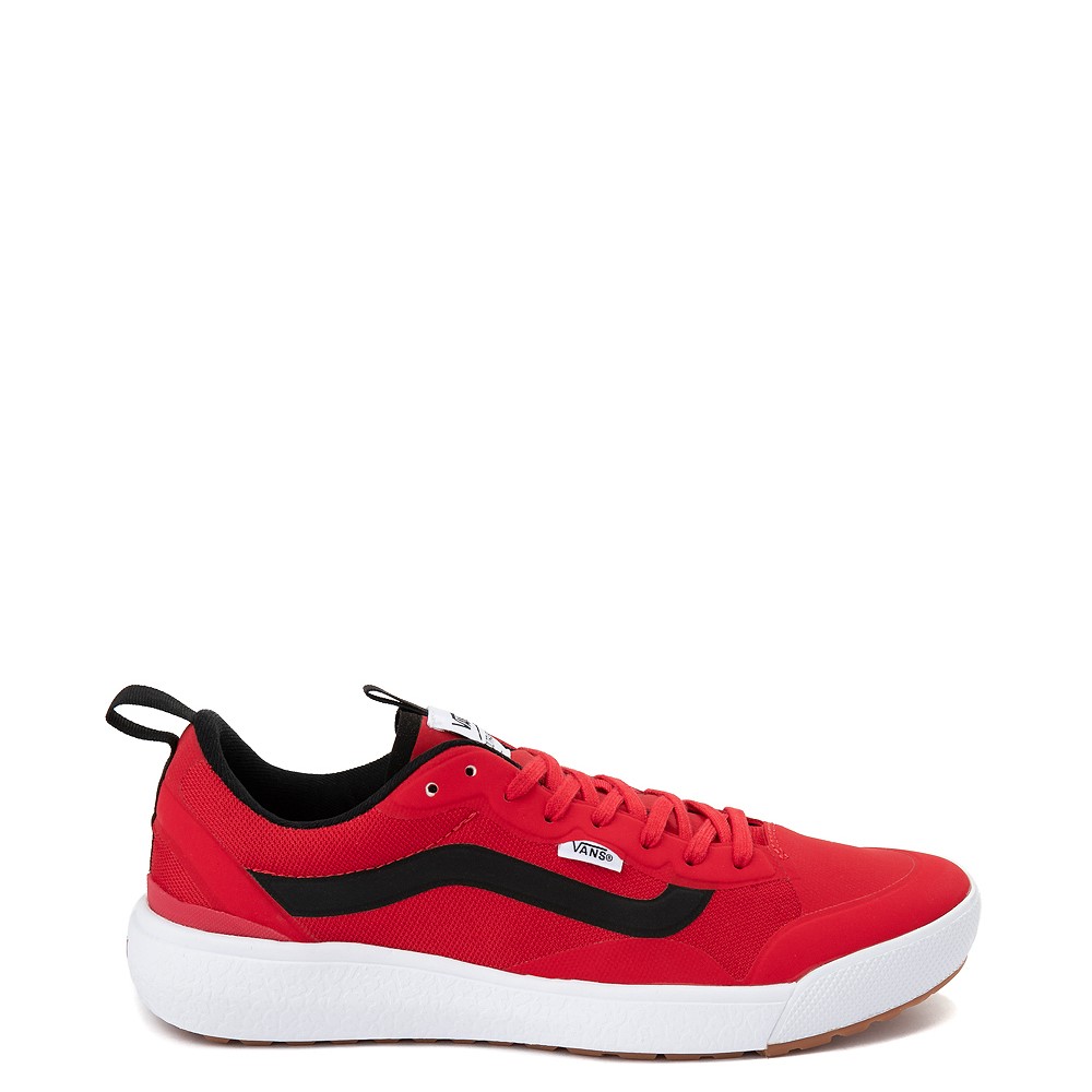red and black sneakers