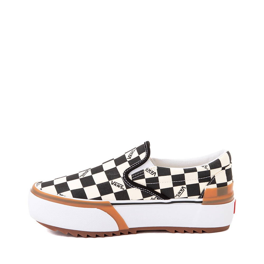 Vans Slip On Stacked Checkerboard Skate Shoe - Black / White بخاخ لوريال