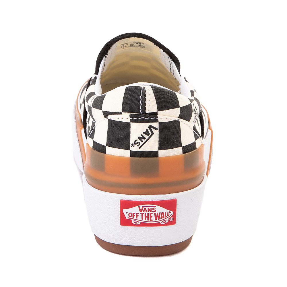 Tag et bad Fancy rendering Vans Slip On Stacked Checkerboard Skate Shoe - Black / White | Journeys