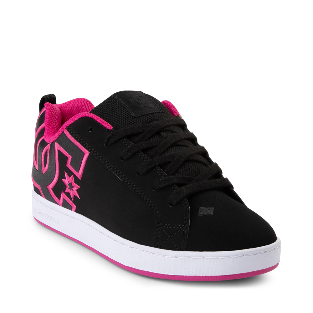 DC Court Graffik Black Pink White Leather Womens Trainers 