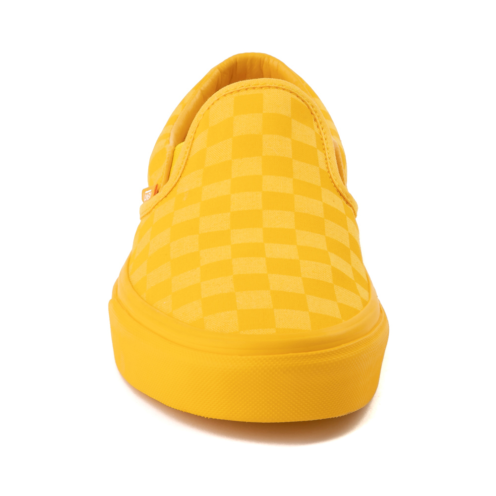 yellow checkerboard slip on vans