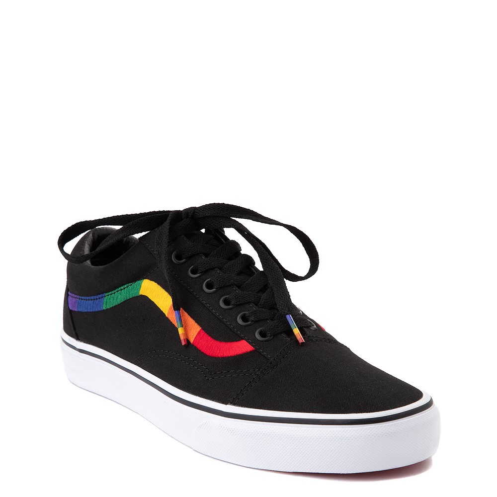 black vans with rainbow sole