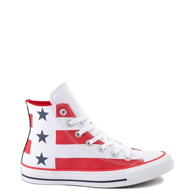 converse red white and blue shoes