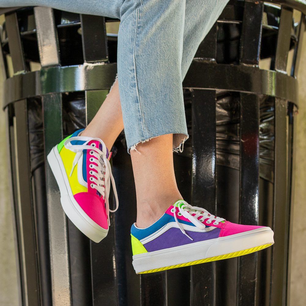 Vans Old Neon Color-Block Skate Shoe - Pink / Purple / Yellow | Journeys