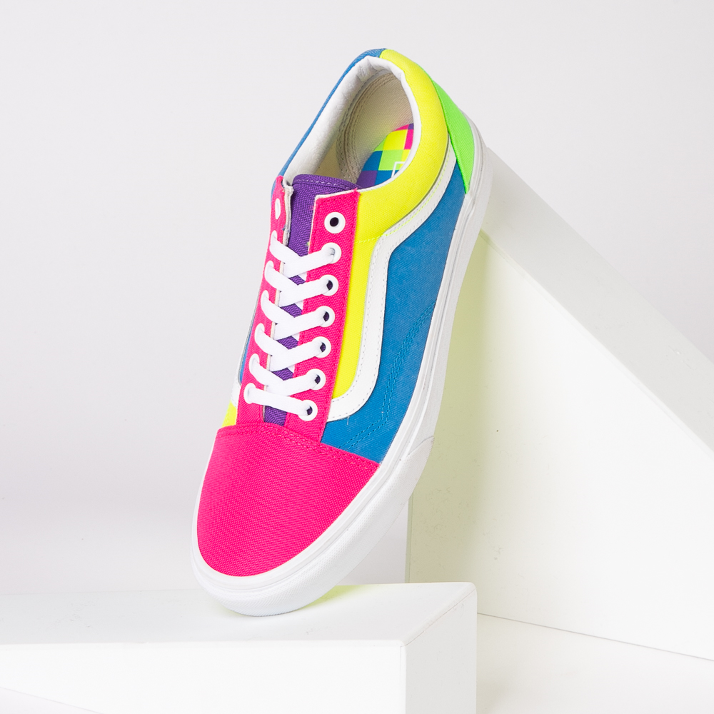 Vans Old Skool Neon Color-Block Skate Shoe - Pink / Purple / Yellow |  Journeys