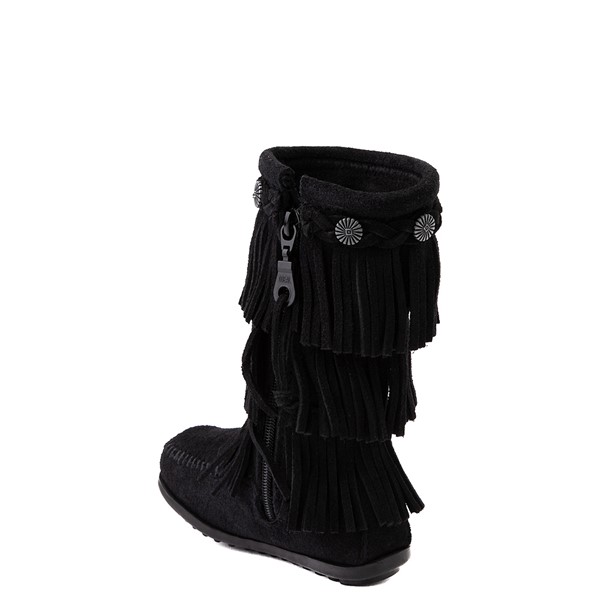 alternate view Minnetonka 3-Layer Fringe Boot - Toddler / Little Kid - BlackALT1
