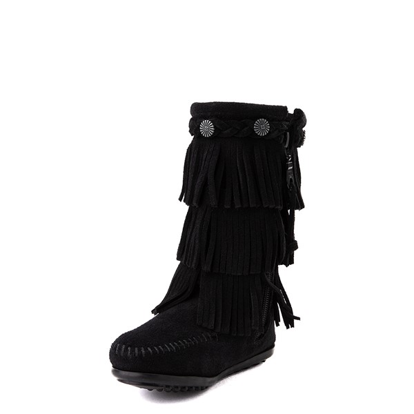 alternate view Minnetonka 3-Layer Fringe Boot - Toddler / Little Kid - BlackALT2