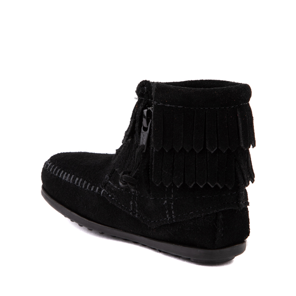 alternate view Minnetonka Double Fringe Bootie - Little Kid / Big Kid - BlackALT1