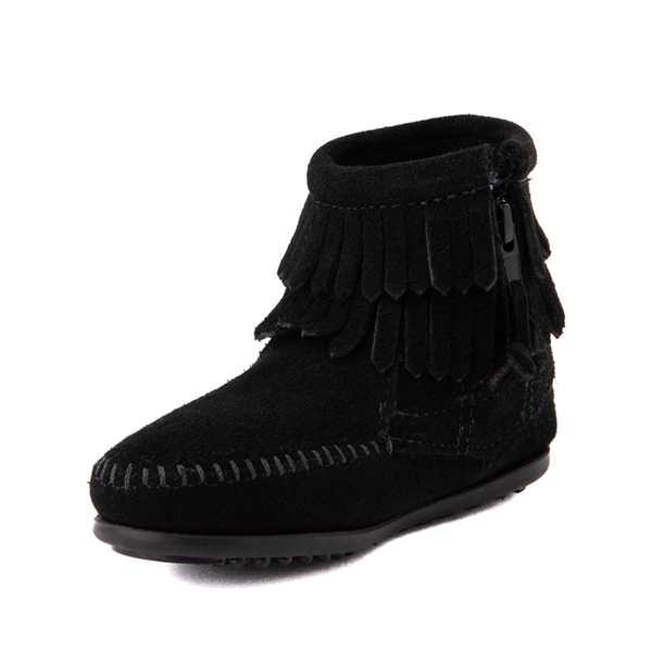 alternate view Minnetonka Double Fringe Bootie - Little Kid / Big Kid - BlackALT2