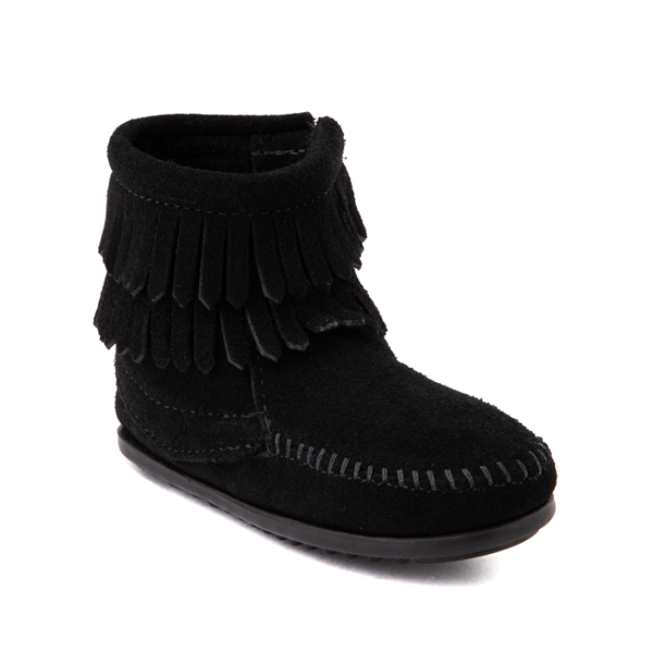 alternate view Minnetonka Double Fringe Bootie - Little Kid / Big Kid - BlackALT5