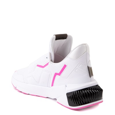pink black and white puma shoes