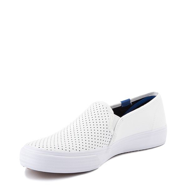 Womens Keds Double Decker Slip On Perf II Leather Casual Shoe - White ...