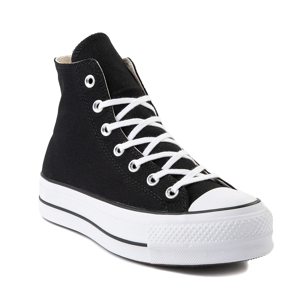 converse all black high tops platform