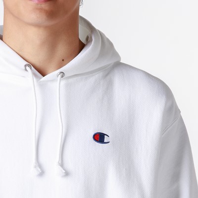 white champion reverse weave hoodie