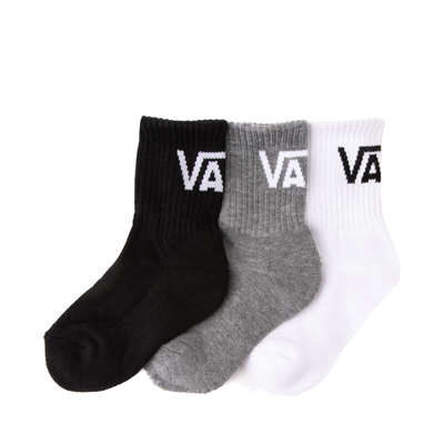 Alternate view of Vans Logo Crew Socks 3 Pack - Toddler - Black / White / Gray