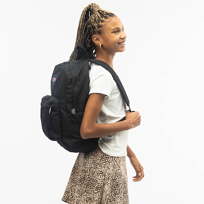 black jansport backpack on person Cross Town 17