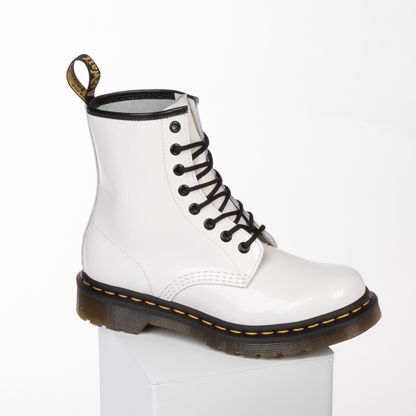Main view of Womens Dr. Martens 1460 8-Eye Patent Boot - White