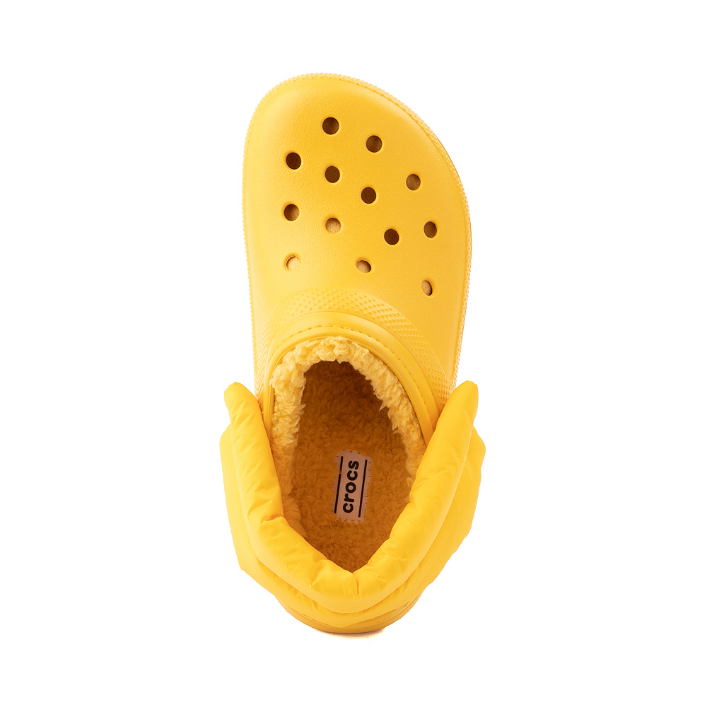 yellow classic lined crocs