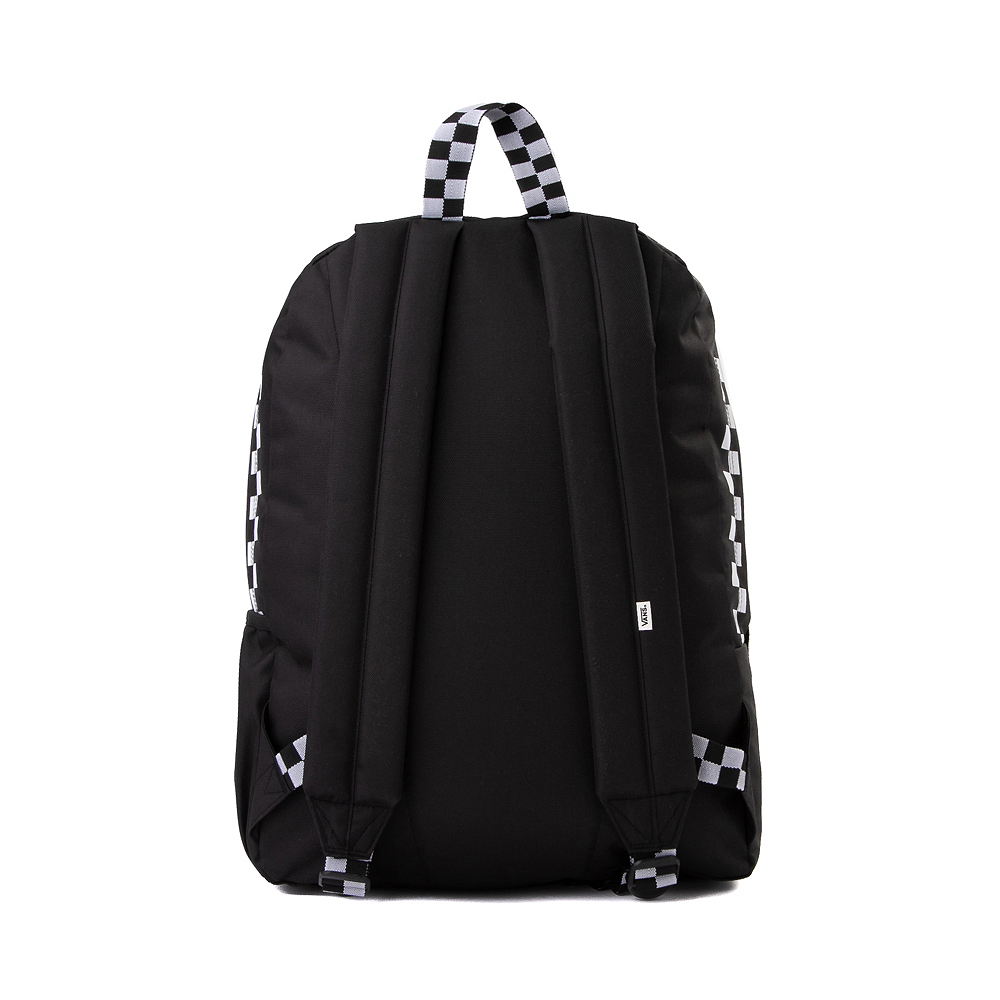 side clearly every day Vans Sporty Realm Checkerboard Backpack - Black / White | Journeys