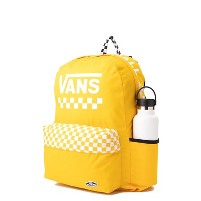 vans realm racing red & checkerboard flame backpack