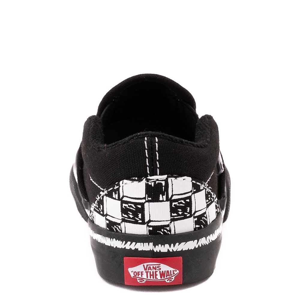 vans slip on checkerboard outline black