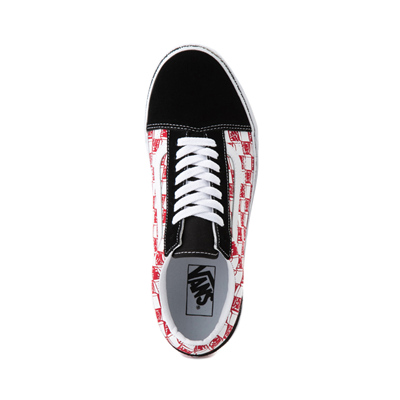 checkerboard red and black vans