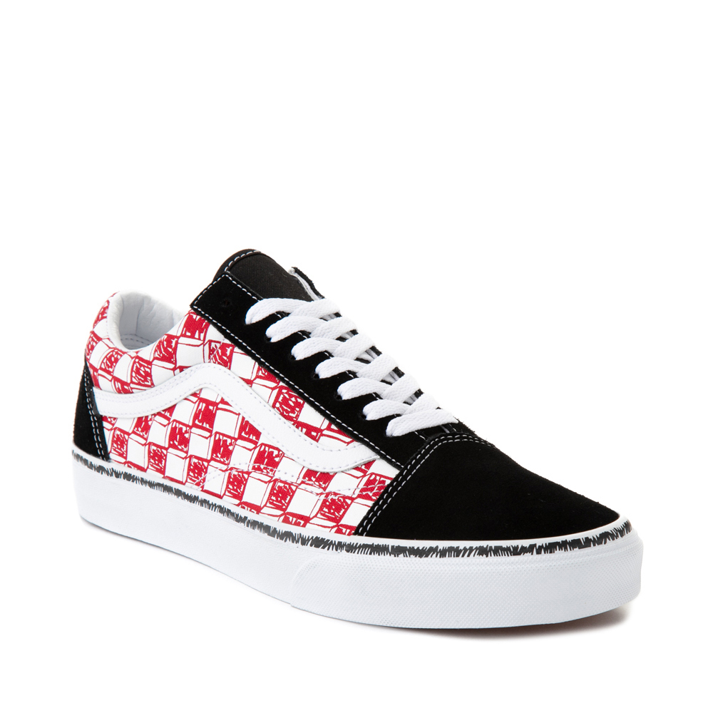 red and white vans checkered