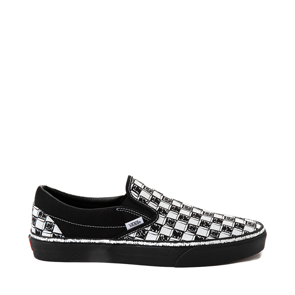 Vans Slip On Sketch Checkerboard Skate Shoe - Black / White