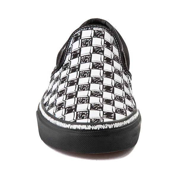 alternate view Vans Slip-On Sketch Checkerboard Skate Shoe - Black / WhiteALT4